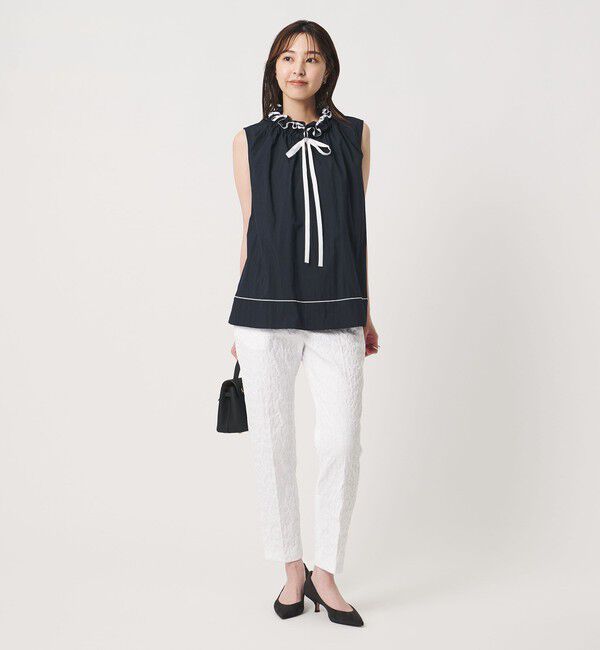 UNITED ARROWS「フクレ ジャガード スリムパンツ ‐ストレッチ ウォッシャブル‐」|スラックス|