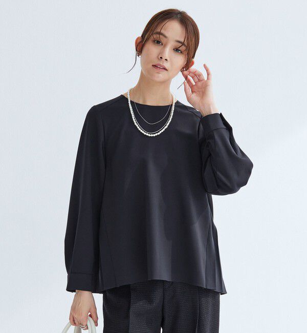 UNITED ARROWS green label relaxing「［size SHORTあり］パウドレ プリーツ ブラウス ウォッシャブル ストレッチ」|シャツ・ブラウス|
