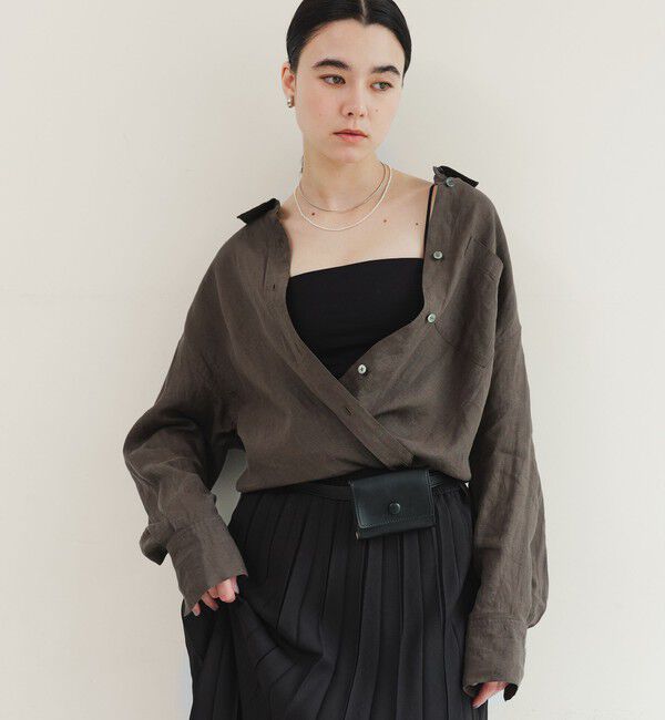 UNITED ARROWS green label relaxing「［size SHORTあり］リネン2WAYシャツ」|シャツ・ブラウス|DK.GRAY