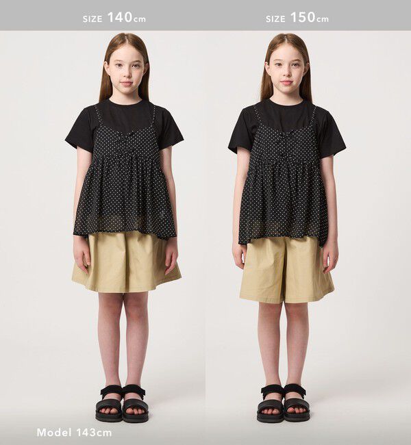 UNITED ARROWS green label relaxing「ドット シフォン キャミソール Tシャツ セット / キッズ 140cm-160cm」|Tシャツ・カットソー|