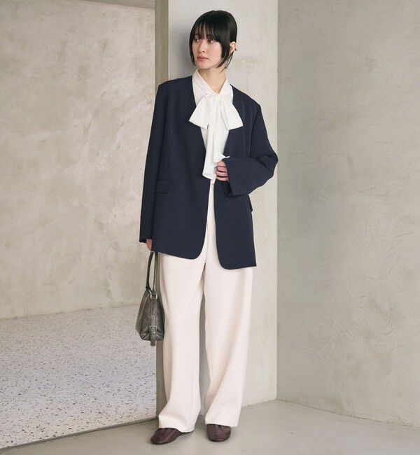 BEAUTY&YOUTH UNITED ARROWS「【WEB限定 Wardrobe DAILY MINIMAL】ダブルクロス カラーレスジャケット ウォッシャブル」|ノーカラージャケット|