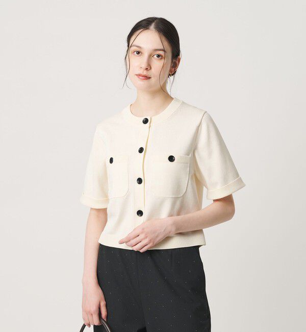 BEAUTY&YOUTH UNITED ARROWS「ポケット ハーフスリーブ カーディガン ウォッシャブル」|カーディガン|OFF WHITE