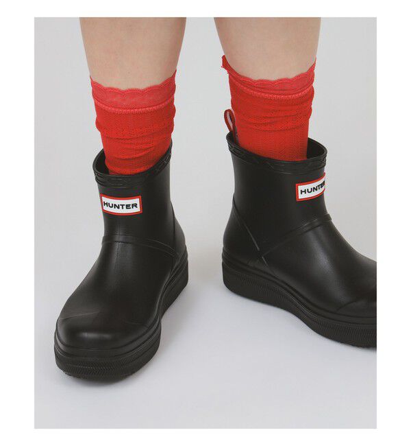 Ray BEAMS 「【WEB限定】HUNTER / プレイ モールデッド ブーツ 【レイン 雨の日のお出かけ 梅雨 雨靴 レインブーツ】」|ロングブーツ|BLACK