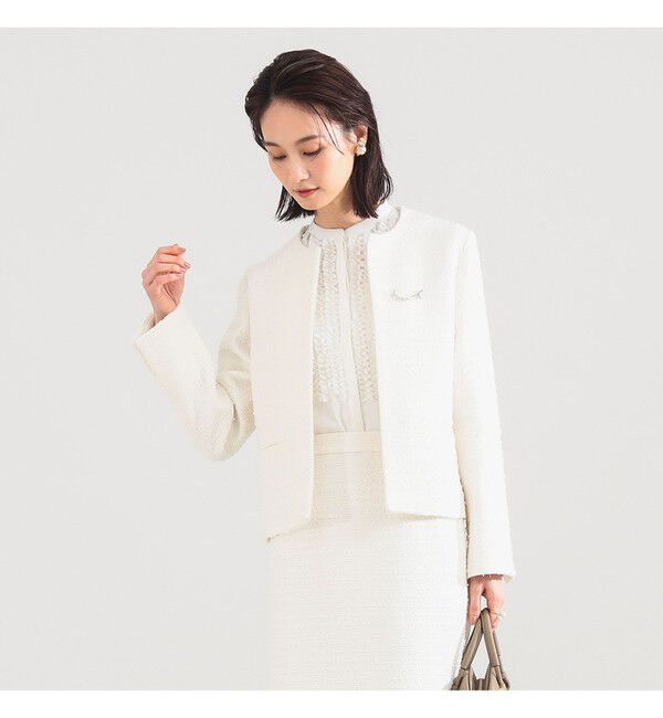 Demi-Luxe BEAMS 「ツイード クルーネック ジャケット＊」|ダッフルコート|BEIGE