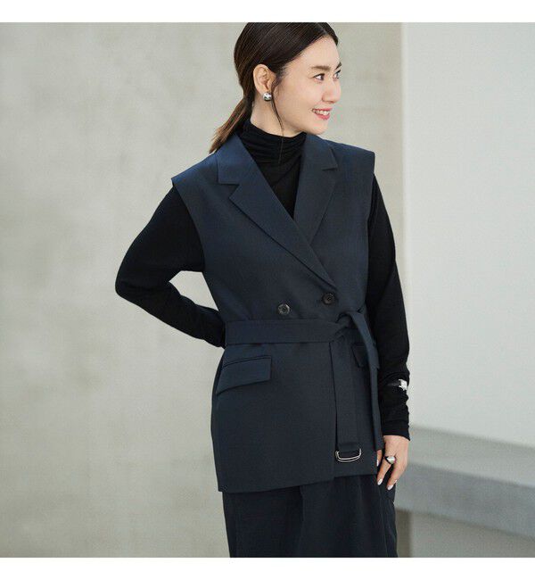 Demi-Luxe BEAMS 「エディター東原妙子 &times; Demi-Luxe BEAMS / ウォッシャブルウール ジレ」|ダウン|NAVY