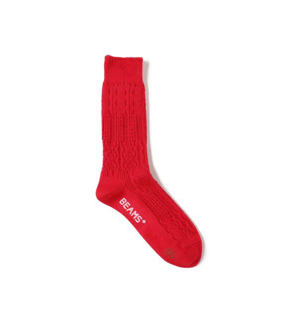BEAMS PLUS「パッチワーク ライク ソックス」|ソックス|RED