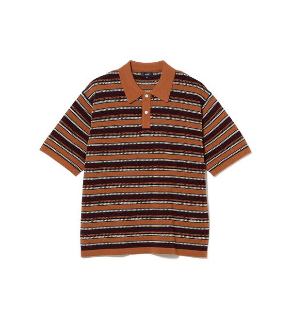 BEAMS「12 Gauge Border Polo Shirt」|ポロシャツ|LT.BROWN