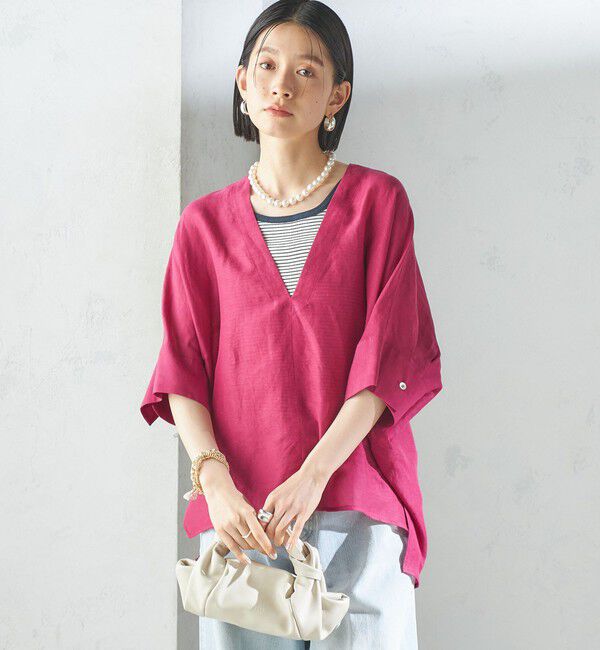 SHIPS for women「【一部WEB限定】〈手洗い可能〉IMPERIAL LINEN スキッパー ブラウス」|シャツ・ブラウス|