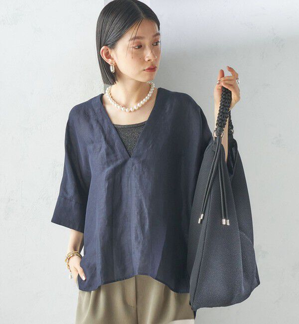 SHIPS for women「【一部WEB限定】〈手洗い可能〉IMPERIAL LINEN スキッパー ブラウス」|シャツ・ブラウス|
