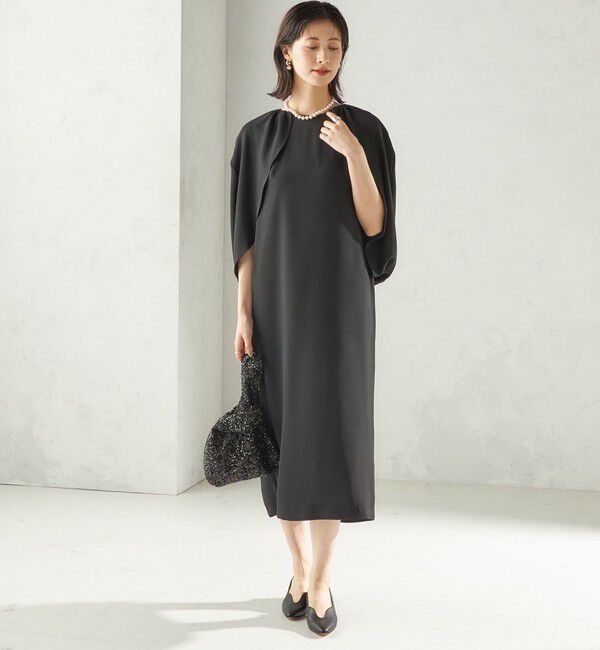 SHIPS for women「troisiemeCHACO:〈手洗い可能〉ジョーゼット ケープ ワンピース（セレモニー対応可）」|ワンピース|