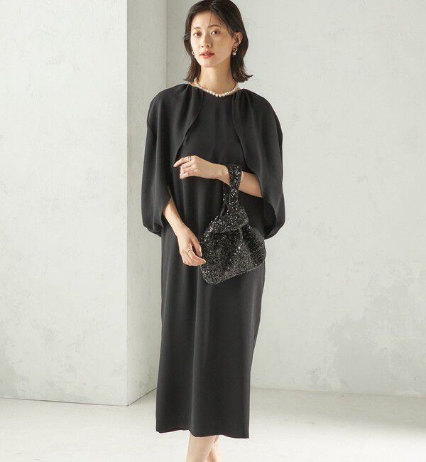 SHIPS for women「troisiemeCHACO:〈手洗い可能〉ジョーゼット ケープ ワンピース（セレモニー対応可）」|ワンピース|