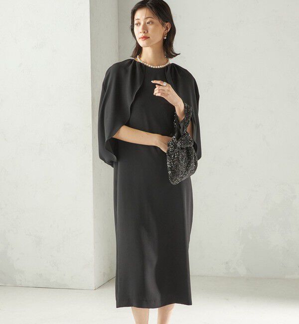 SHIPS for women「troisiemeCHACO:〈手洗い可能〉ジョーゼット ケープ ワンピース（セレモニー対応可）」|ワンピース|