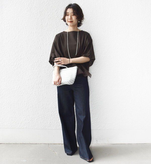 SHIPS for women「〈洗濯機可能〉袖 ツイスト デザイン シアー ドッキング TEE」|Tシャツ・カットソー|