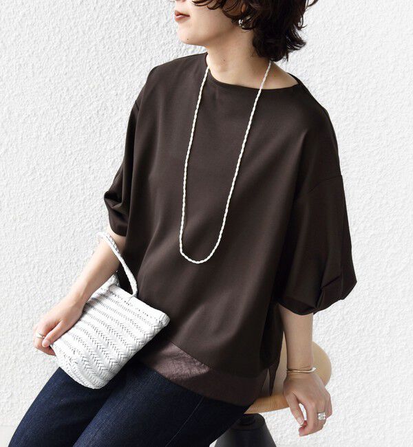 SHIPS for women「〈洗濯機可能〉袖 ツイスト デザイン シアー ドッキング TEE」|Tシャツ・カットソー|