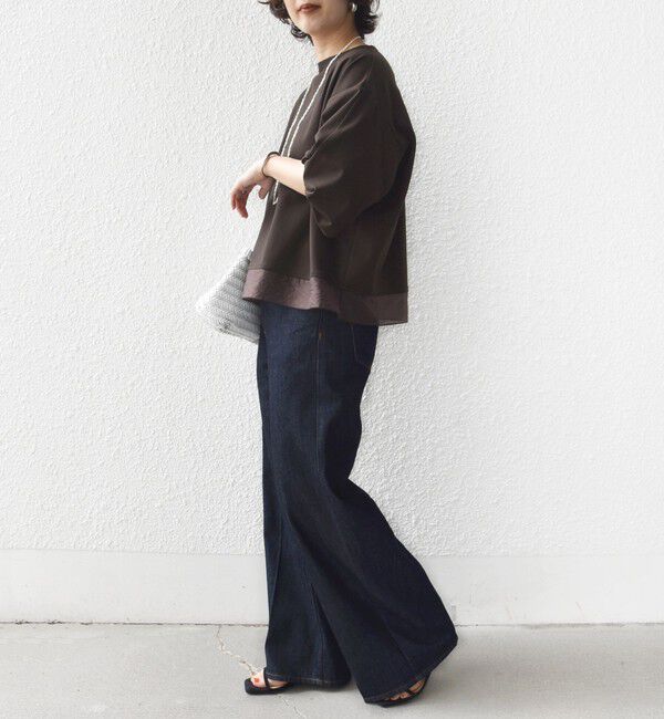 SHIPS for women「〈洗濯機可能〉袖 ツイスト デザイン シアー ドッキング TEE」|Tシャツ・カットソー|