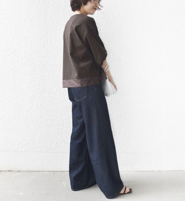 SHIPS for women「〈洗濯機可能〉袖 ツイスト デザイン シアー ドッキング TEE」|Tシャツ・カットソー|