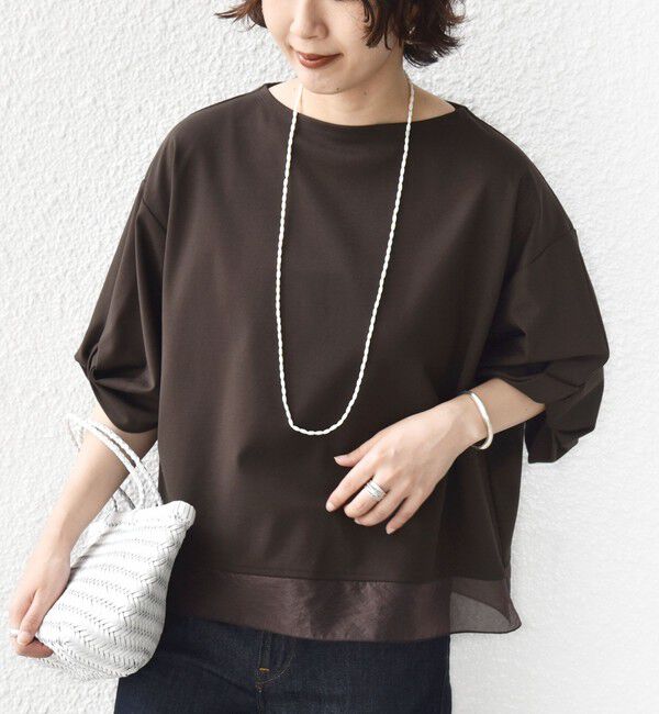 SHIPS for women「〈洗濯機可能〉袖 ツイスト デザイン シアー ドッキング TEE」|Tシャツ・カットソー|