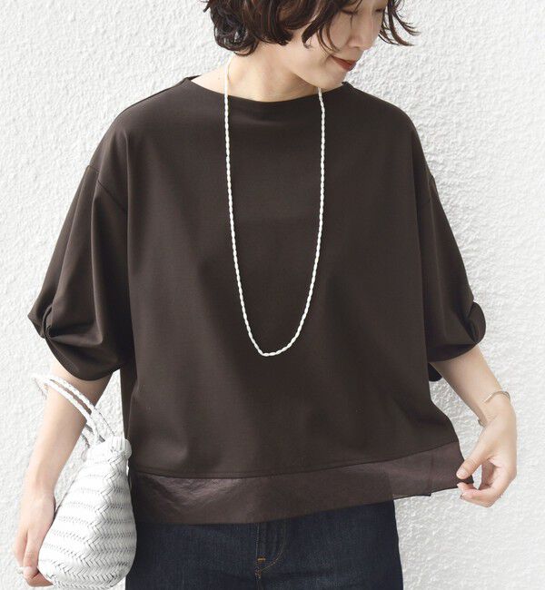 SHIPS for women「〈洗濯機可能〉袖 ツイスト デザイン シアー ドッキング TEE」|Tシャツ・カットソー|