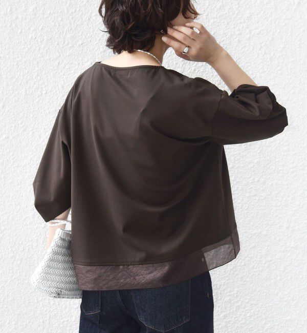 SHIPS for women「〈洗濯機可能〉袖 ツイスト デザイン シアー ドッキング TEE」|Tシャツ・カットソー|
