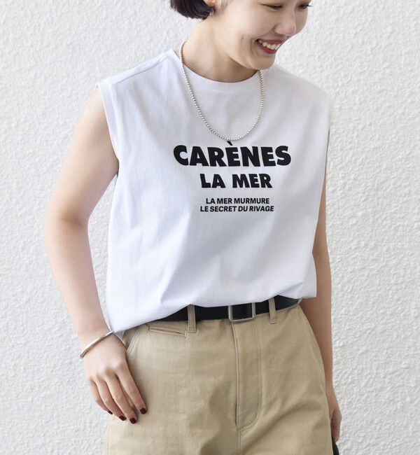 SHIPS for women「メルティ コットン プリント ロゴ フレンチスリーブ TEE」|Tシャツ・カットソー|