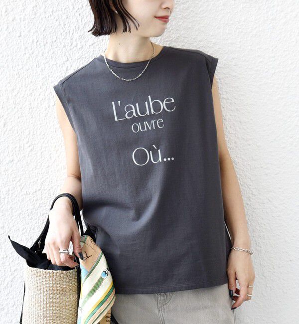 SHIPS for women「メルティ コットン プリント ロゴ フレンチスリーブ TEE」|Tシャツ・カットソー|