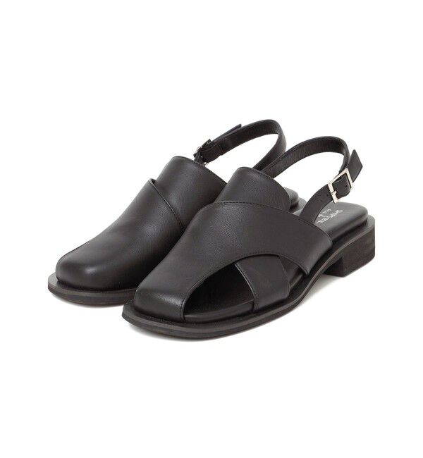 SHIPS any「【SHIPS any別注】ALL BLACK:  バック ストラップ サンダル」|サンダル|