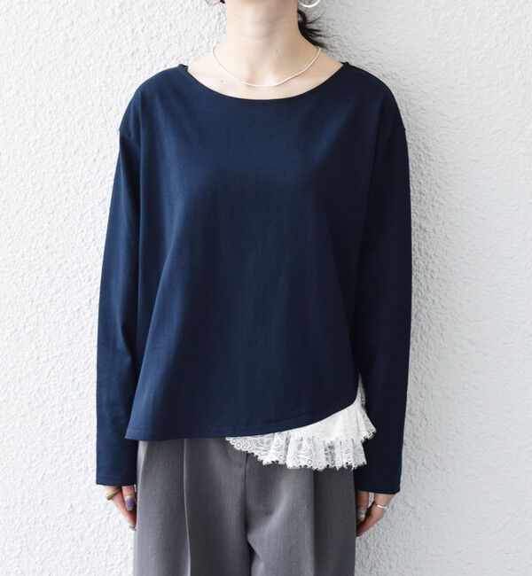 予約》SHIPS any:〈洗濯機可能〉レース ヘム アシンメトリー ロング