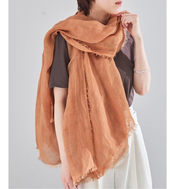IENA「NIMNIMDUAI/ニムニムデュアイ PLAIN GAUZE STOLE ストール」|ストール|キャメル