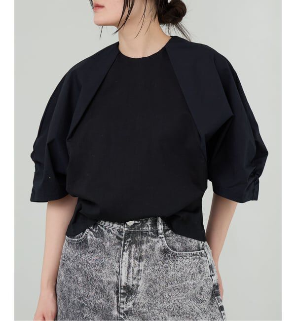 IENA LA BOUCLE「《追加予約》《洗濯機洗い可》タイプライターコンビプルオーバー」|Tシャツ・カットソー|ブラック