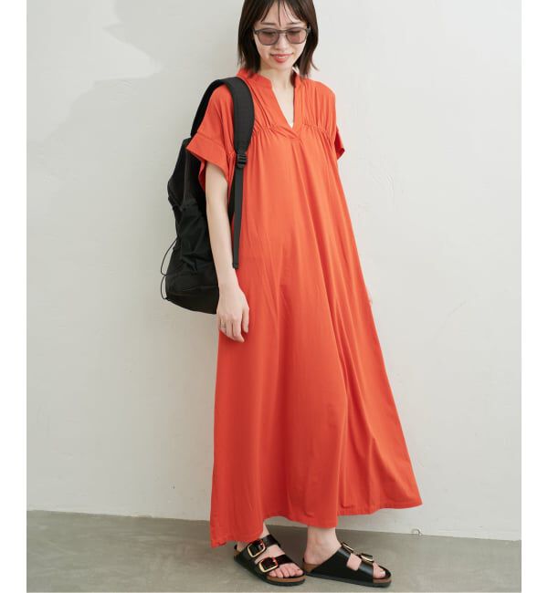 SLOBE IENA「《WEB・一部店舗限定カラーあり》スキッパーワンピース」|ワンピース|オレンジ