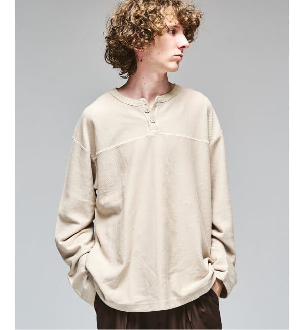 417 EDIFICE「ガーメントダイ ワッフル ヘンリーネック」|Tシャツ・カットソー|ナチュラル B