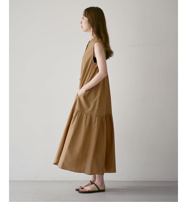 NOBLE「【洗える】normment/ノーメント STRIPE STITCH N/S DRESS」|ワンピース|