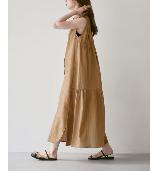 NOBLE「【洗える】normment/ノーメント STRIPE STITCH N/S DRESS」|ワンピース|