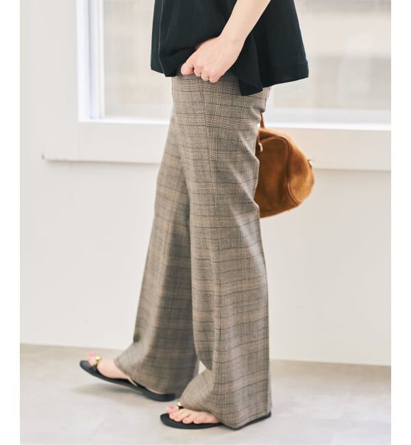 Spick and Span「《セットアップ可 / 予約》ウールブレンドグレンチェックパンツ」|スラックス|