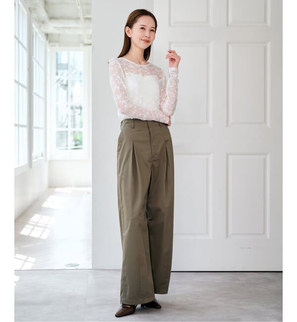U by SPICK&SPAN「《予約》ストレッチレースクループルオーバー」|Tシャツ・カットソー|