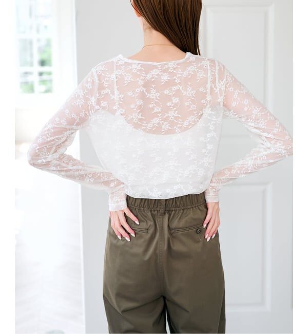 U by SPICK&SPAN「《予約》ストレッチレースクループルオーバー」|Tシャツ・カットソー|