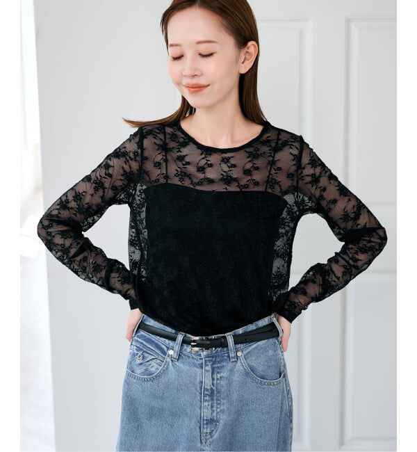 U by SPICK&SPAN「《予約》ストレッチレースクループルオーバー」|Tシャツ・カットソー|
