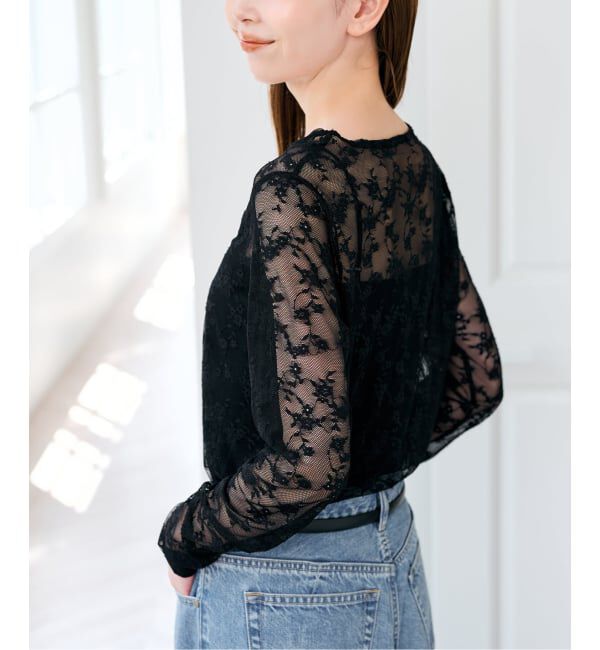 U by SPICK&SPAN「《予約》ストレッチレースクループルオーバー」|Tシャツ・カットソー|