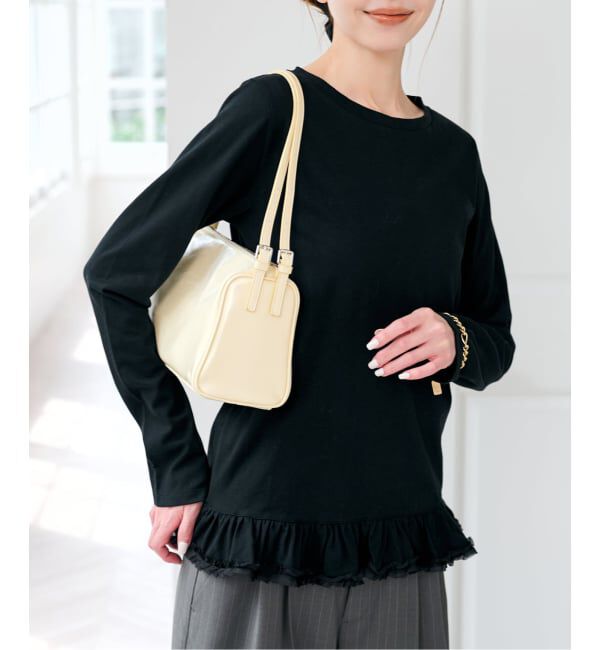 U by SPICK&SPAN「《追加 / 予約》フリルミディカットトップス」|Tシャツ・カットソー|ブラック