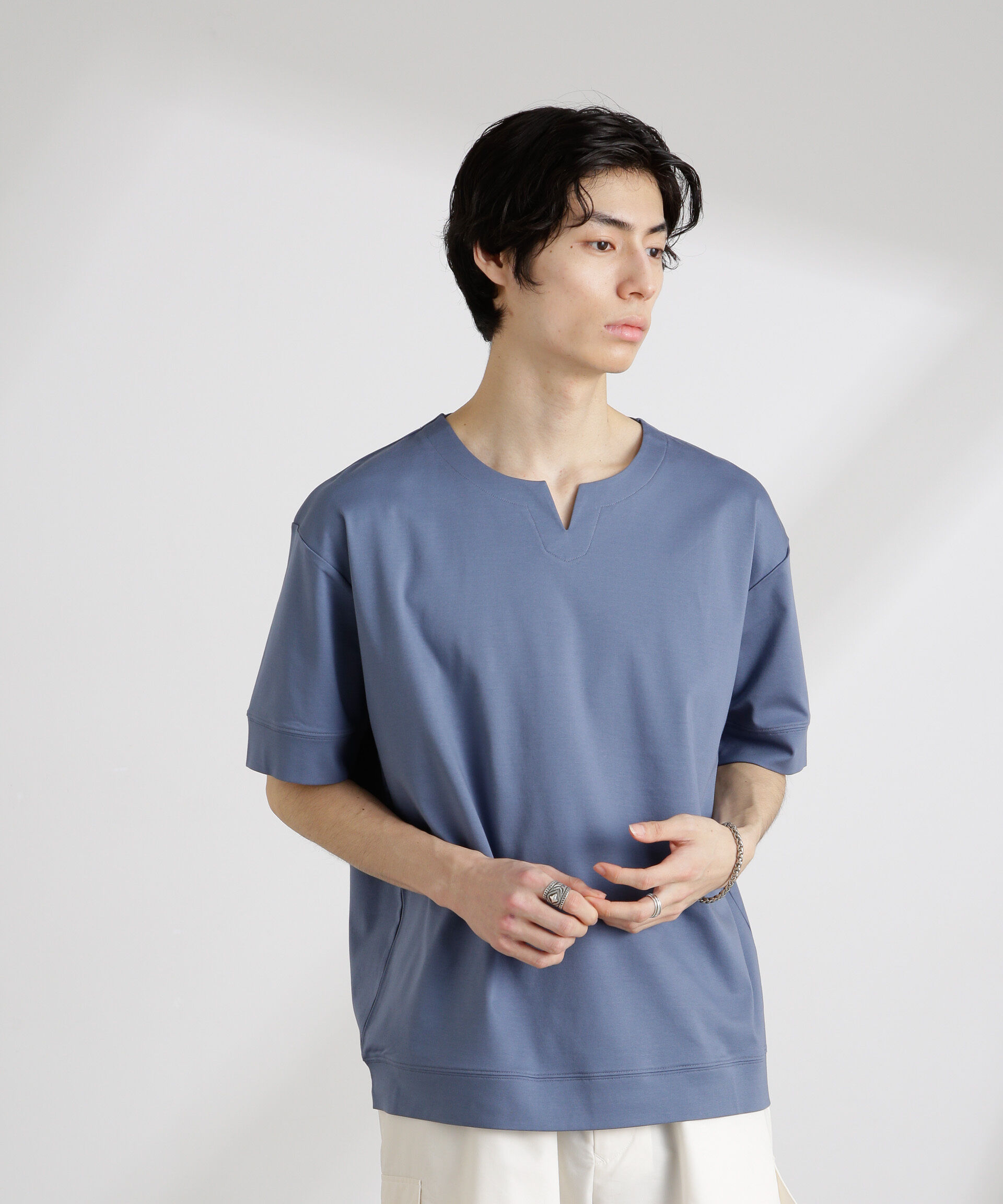 nano･universe「50/－シルケットスムースキーネックTシャツ」|Tシャツ・カットソー|