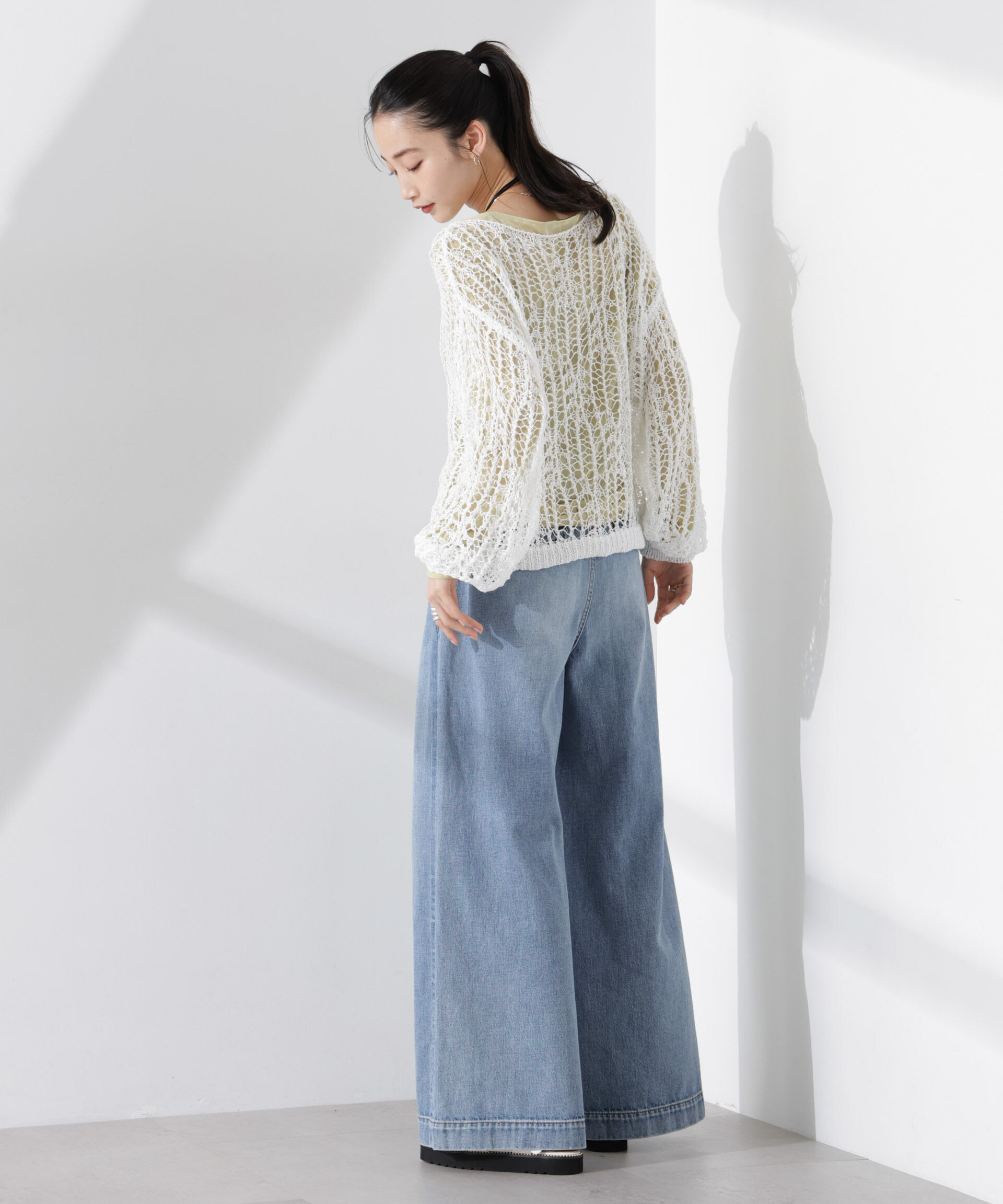 NANO universe「テープヤーンメッシュニットトップス」|ニット・セーター|