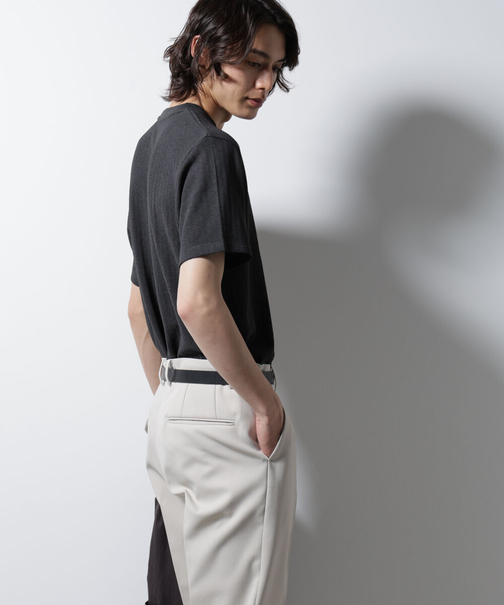 NANO universe「｢Damerino｣ヘリンボンクルーネックTシャツ/防シワ・吸水速乾・UVカット」|Tシャツ・カットソー|