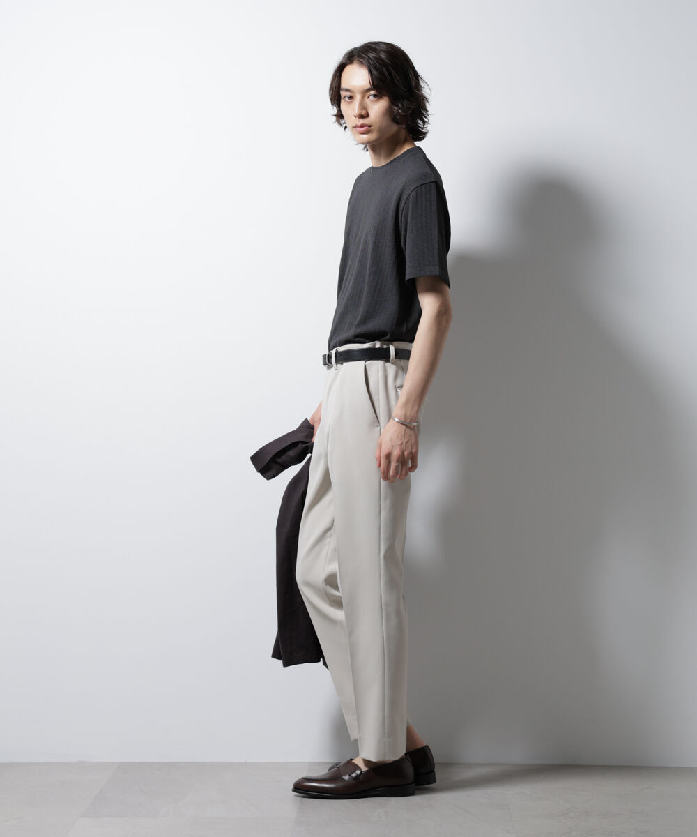 NANO universe「｢Damerino｣ヘリンボンクルーネックTシャツ/防シワ・吸水速乾・UVカット」|Tシャツ・カットソー|