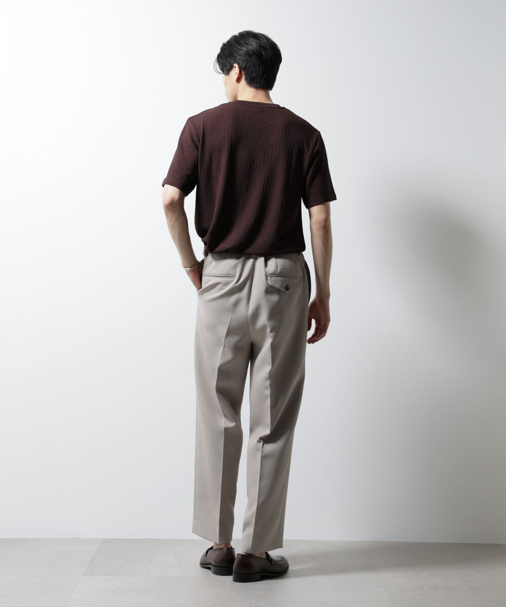 NANO universe「｢Damerino｣ヘリンボンクルーネックTシャツ/防シワ・吸水速乾・UVカット」|Tシャツ・カットソー|