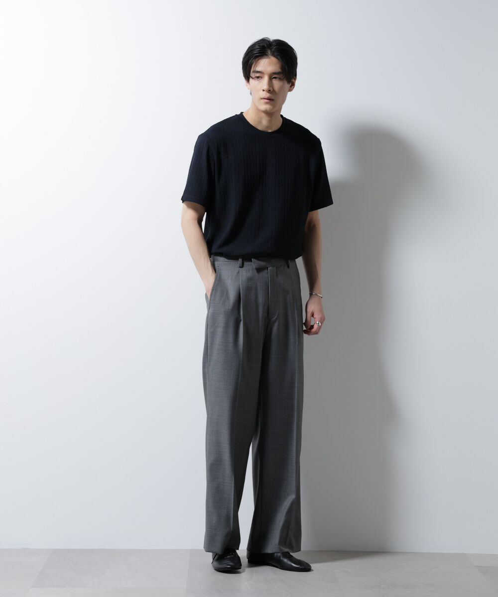NANO universe「｢Damerino｣ヘリンボンクルーネックTシャツ/防シワ・吸水速乾・UVカット」|Tシャツ・カットソー|
