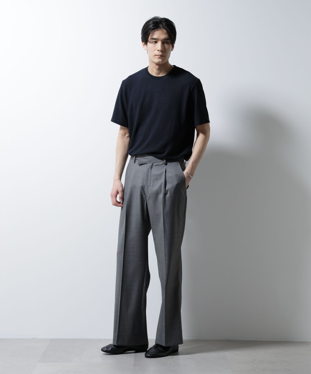 NANO universe「｢Damerino｣ヘリンボンクルーネックTシャツ/防シワ・吸水速乾・UVカット」|Tシャツ・カットソー|