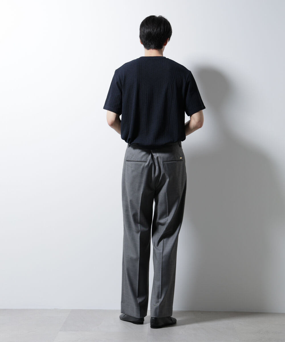 NANO universe「｢Damerino｣ヘリンボンクルーネックTシャツ/防シワ・吸水速乾・UVカット」|Tシャツ・カットソー|