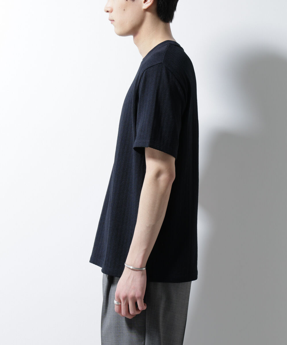 NANO universe「｢Damerino｣ヘリンボンクルーネックTシャツ/防シワ・吸水速乾・UVカット」|Tシャツ・カットソー|
