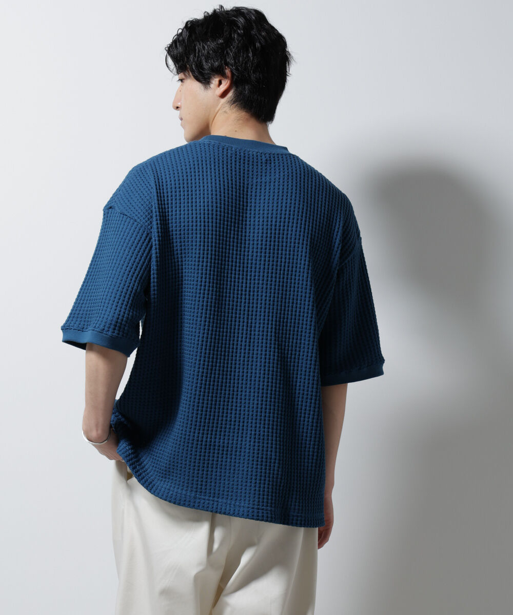 NANO universe「オニワッフルビッグTシャツ 五分袖」|Tシャツ・カットソー|