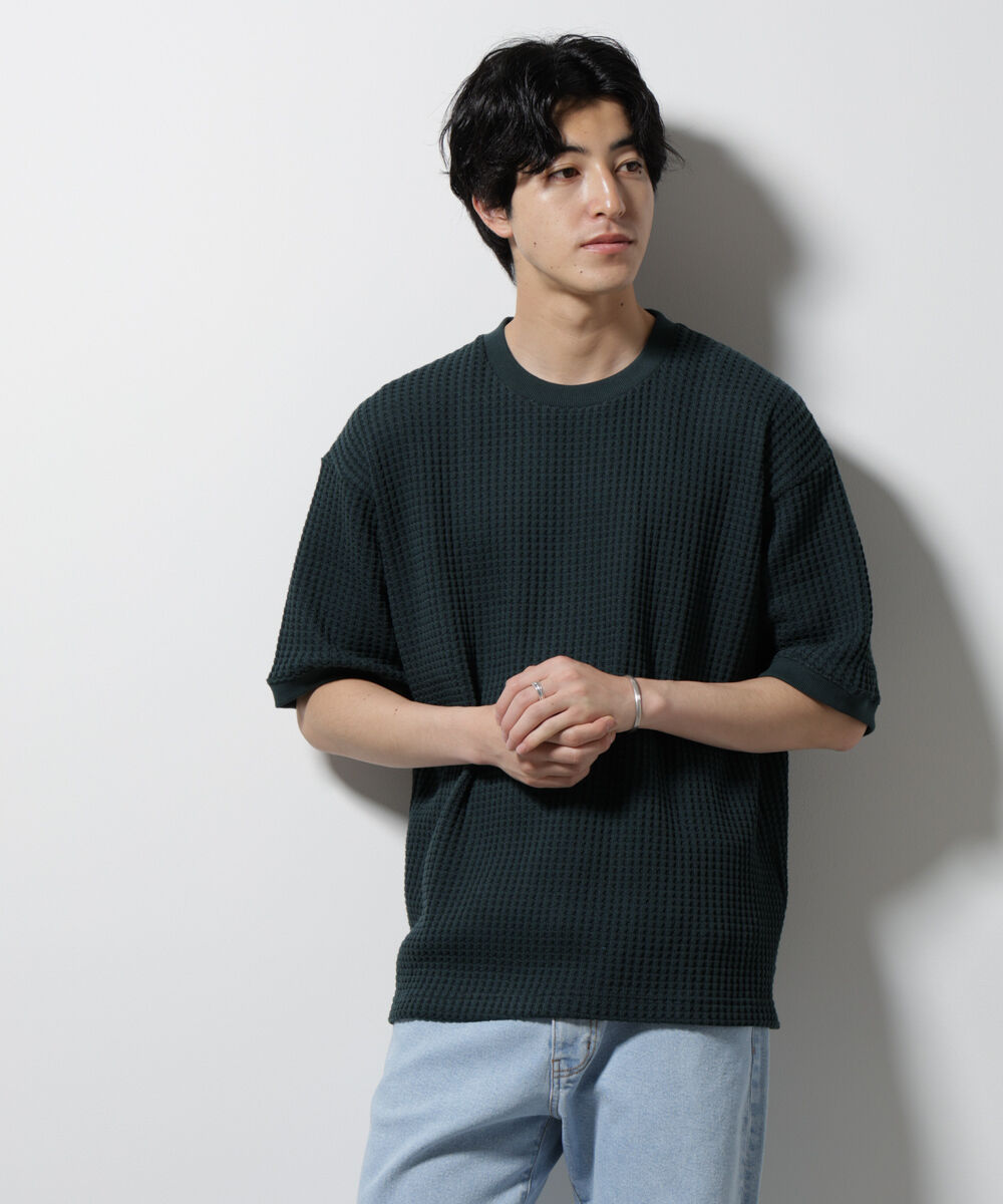 NANO universe「オニワッフルビッグTシャツ 五分袖」|Tシャツ・カットソー|